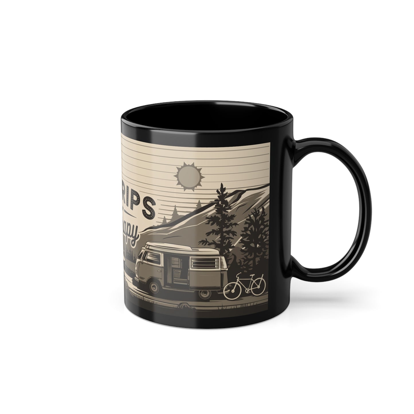 "Roadtrips are my Therapy" black mug