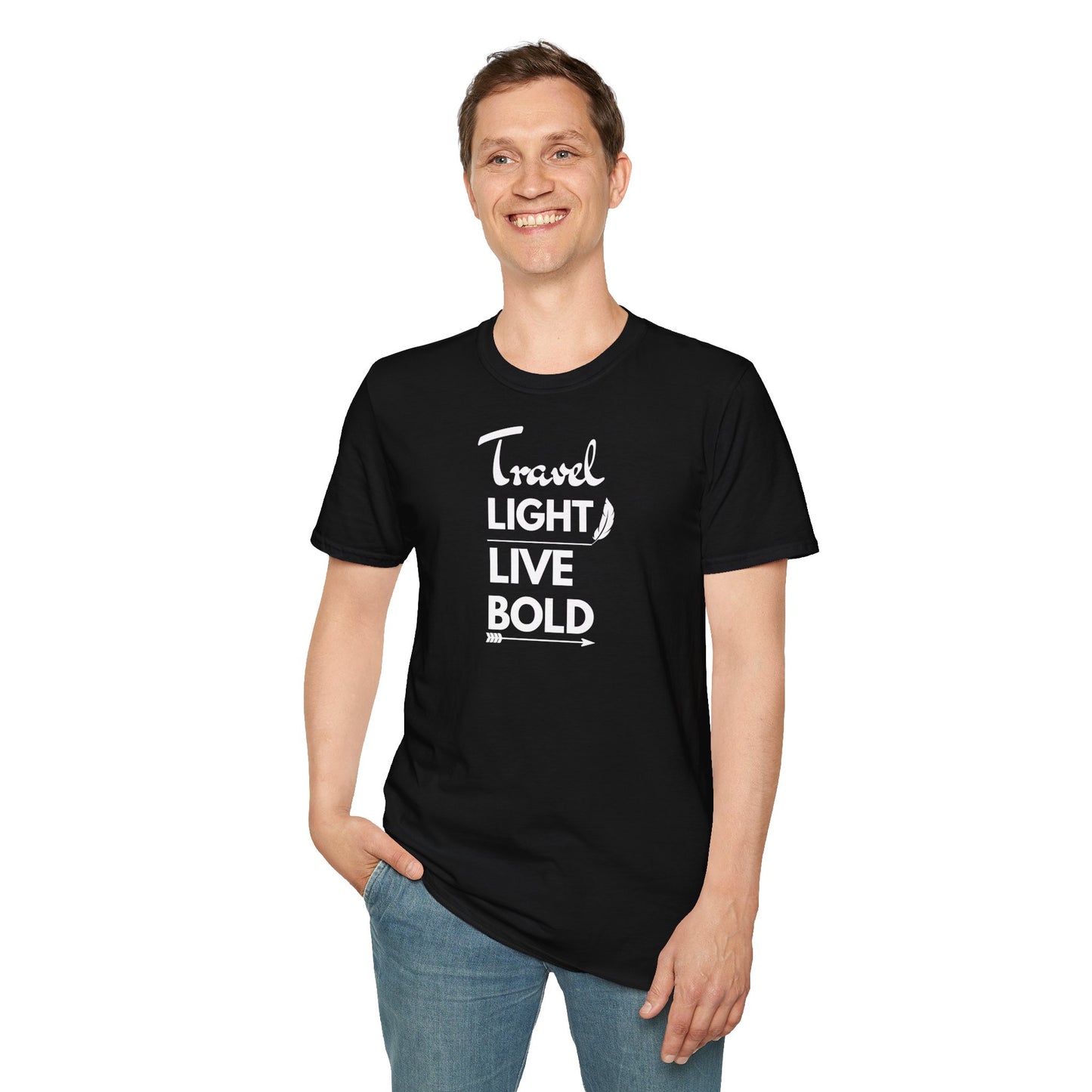 "Travel light, live BOLD" unisex softstyle T-Shirt