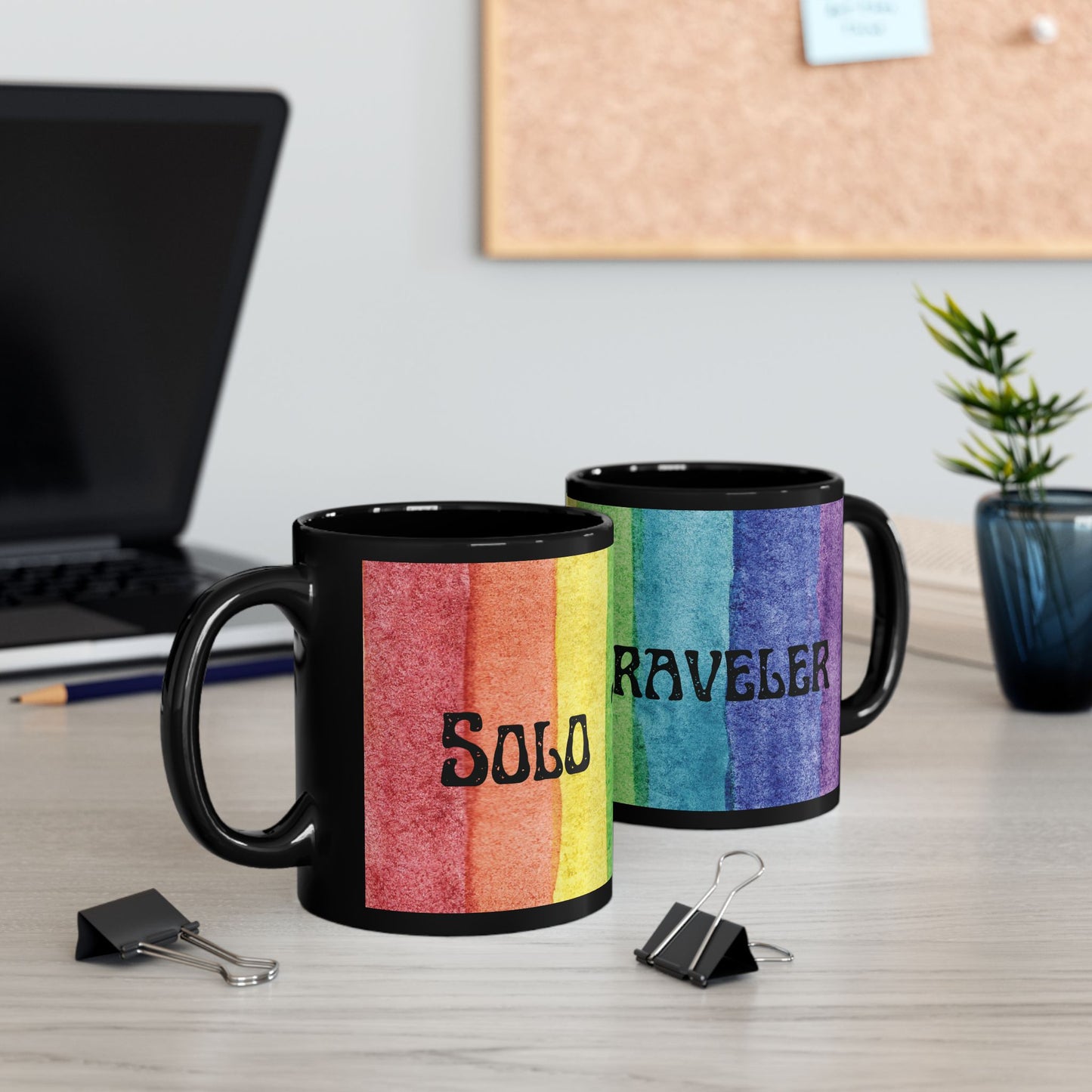 "Solo Traveler" black coffee mug