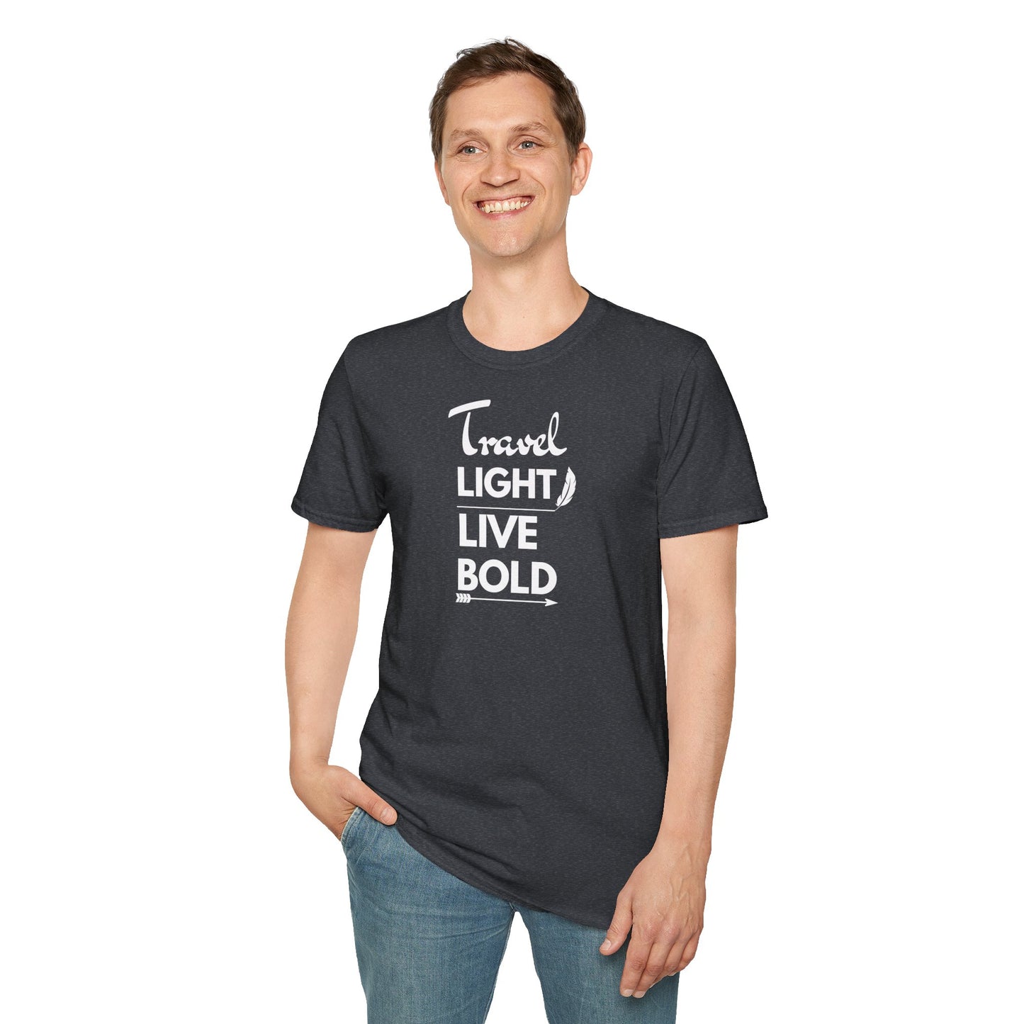 "Travel light, live BOLD" unisex softstyle T-Shirt