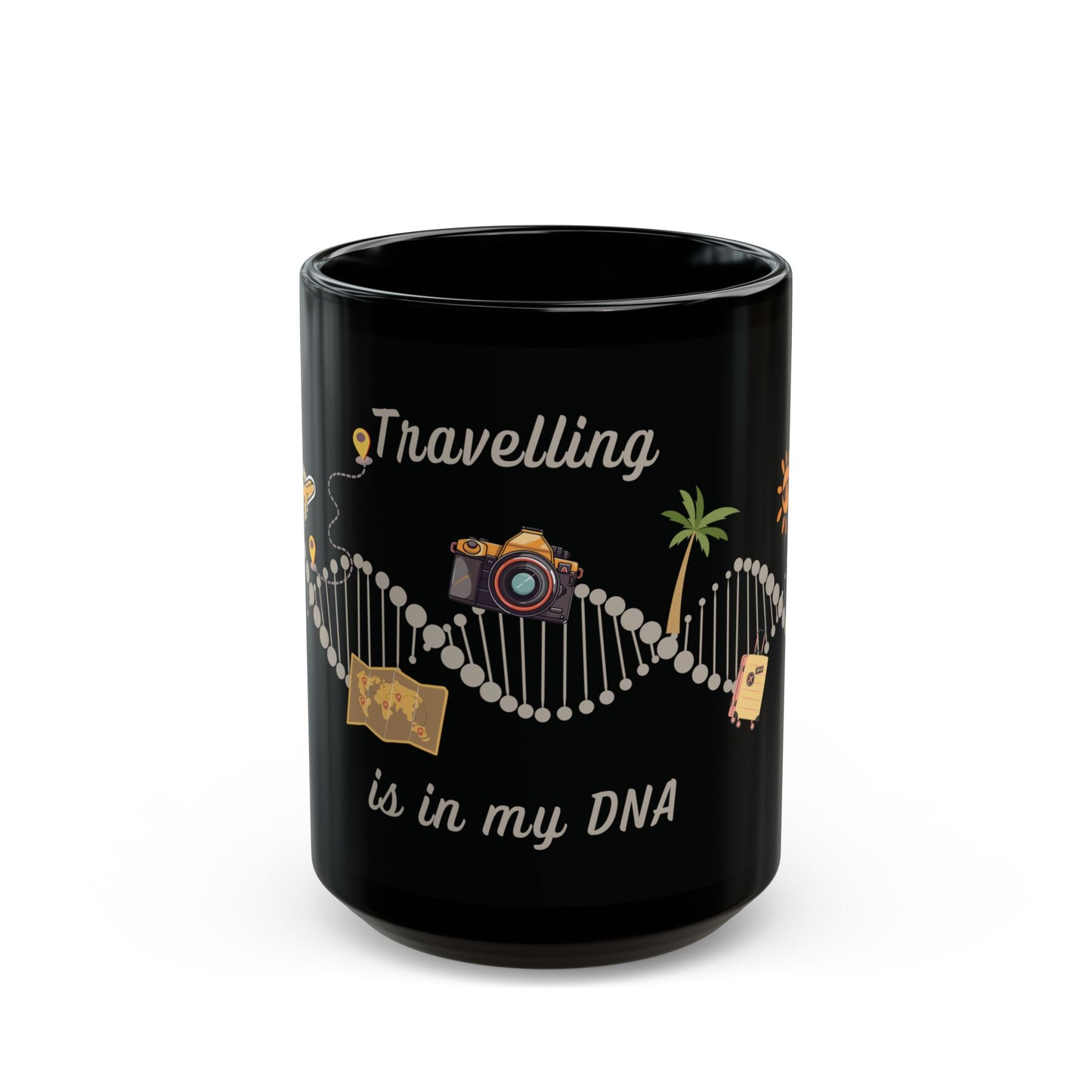 "Travelling is in my DNA" black mug