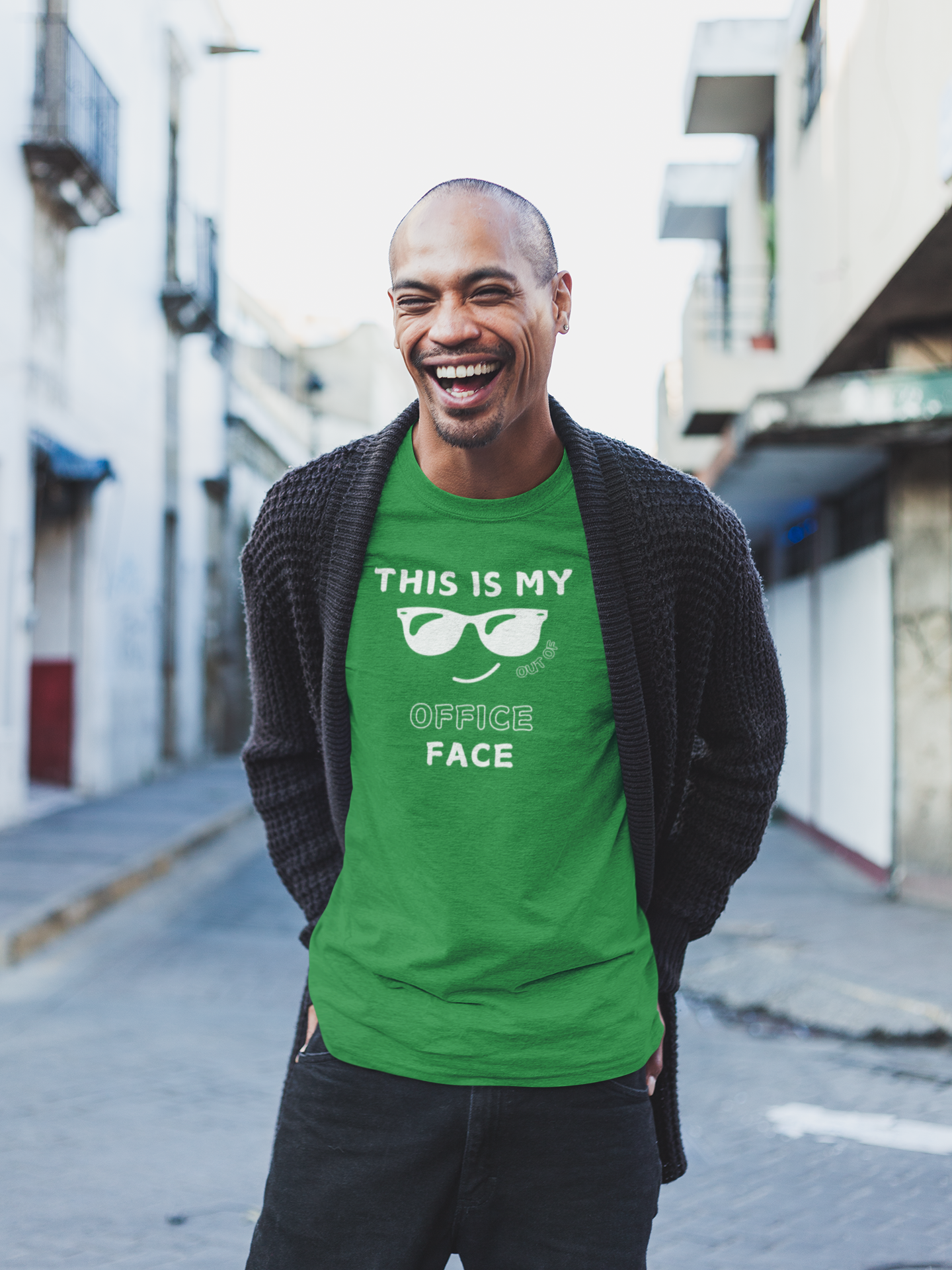"This is my out of office face" Premium unisex softstyle T-Shirt