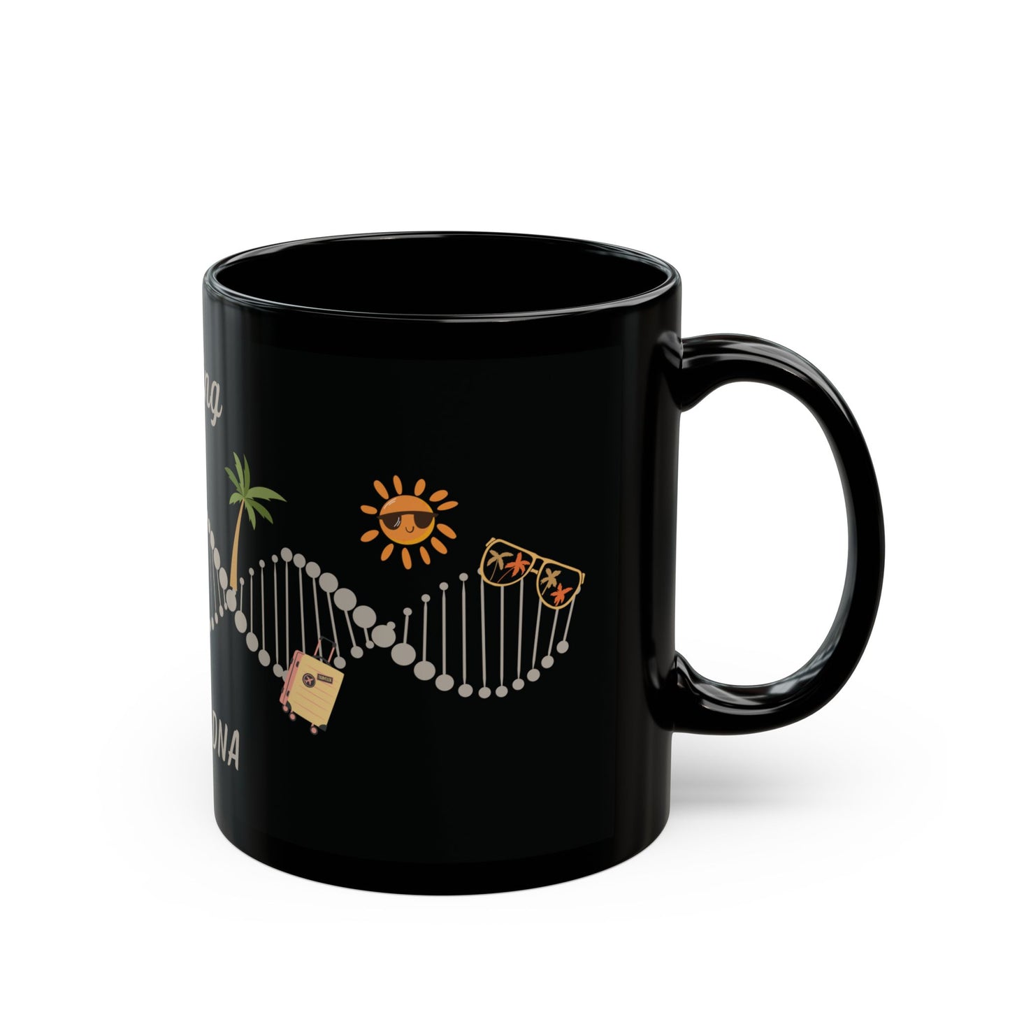 "Travelling is in my DNA" black mug