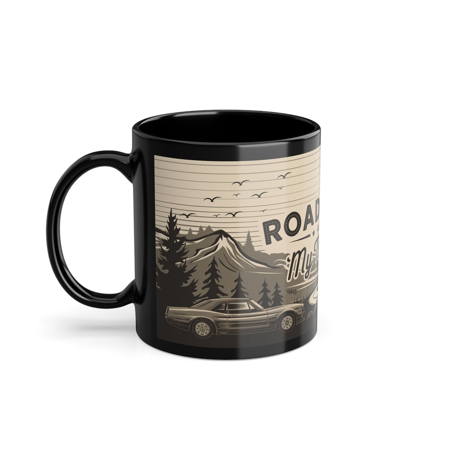 "Roadtrips are my Therapy" black mug